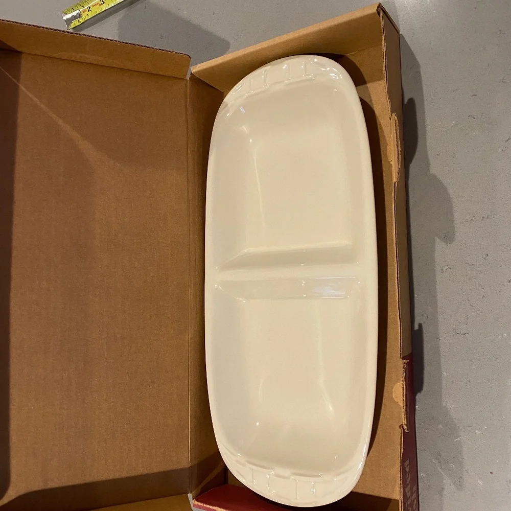Longaberger pottery serving divided dish - NIB - Picture 6 of 7